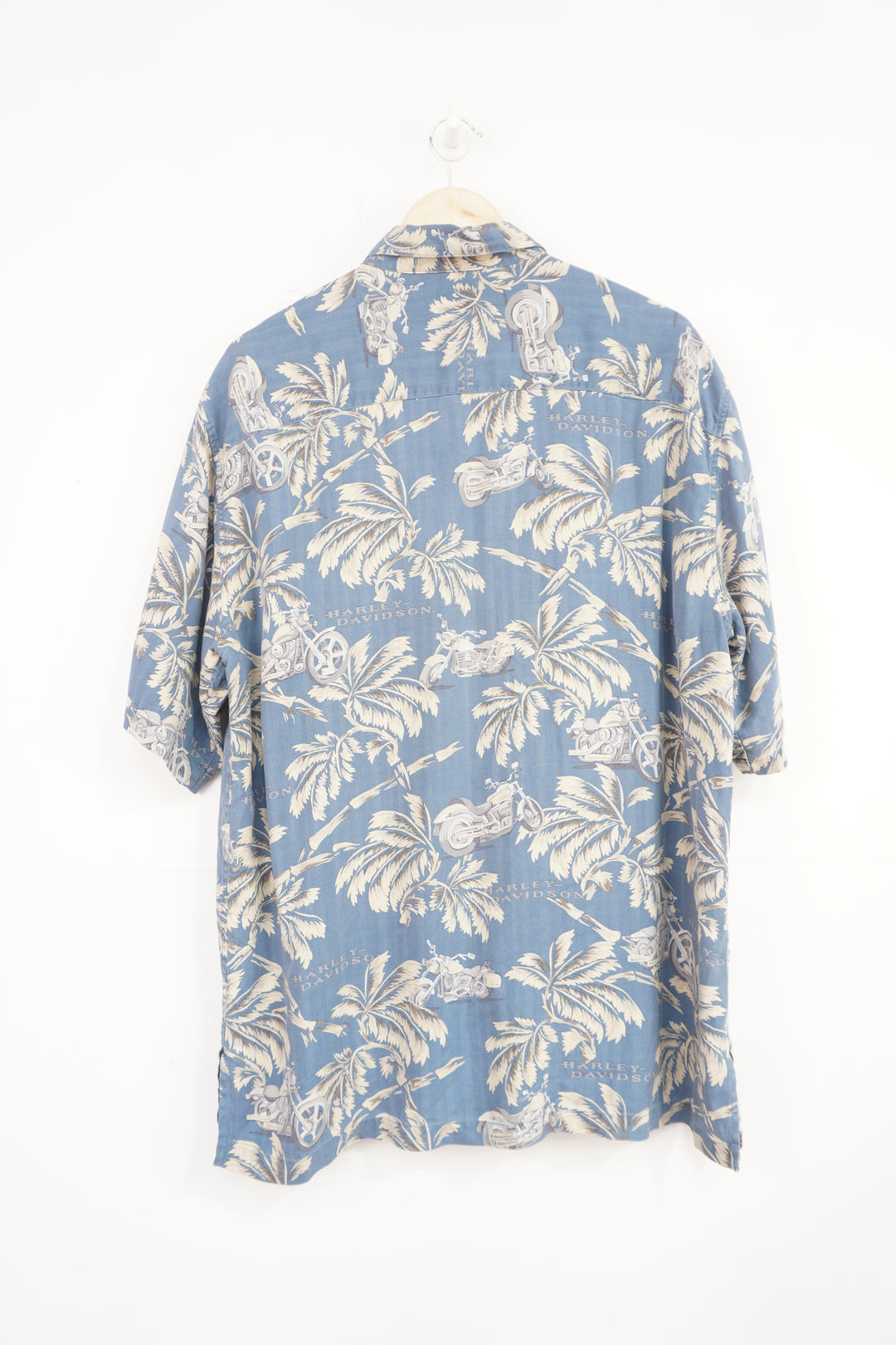 Harley-Davidson button up shirt with all over tropical print 