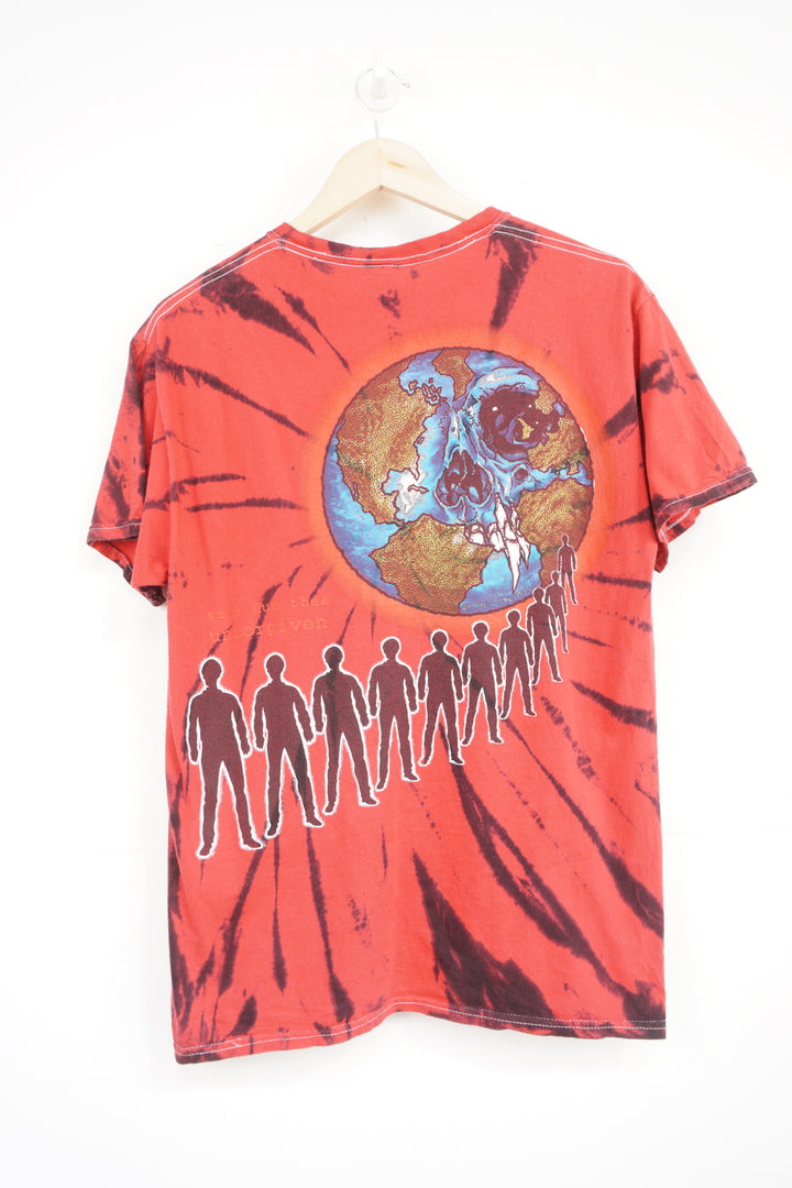 Vintage Metallica Pushead art red and black tie dye t-shirt with graphics on the front and back