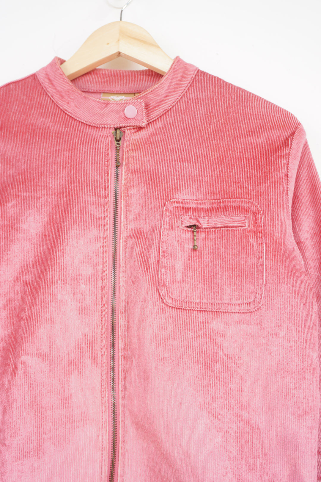 Y2K all pink Roxy zip through corduroy jacket with chest pocket