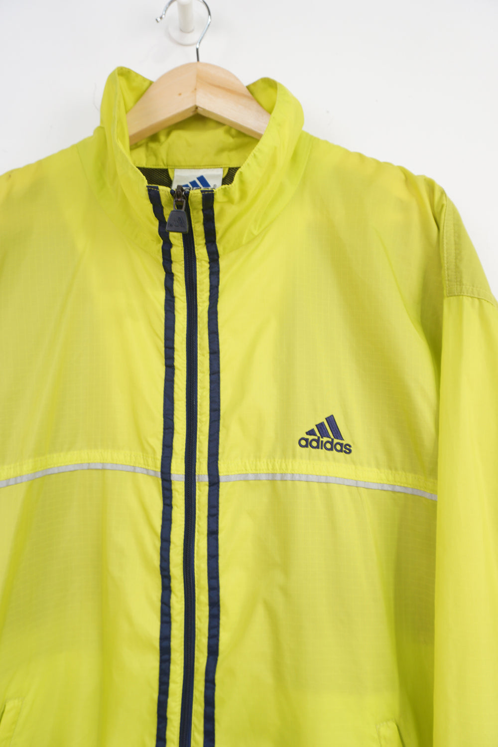 Vintage 90's Adidas lime green lightweight jacket with embroidered logo on the chest