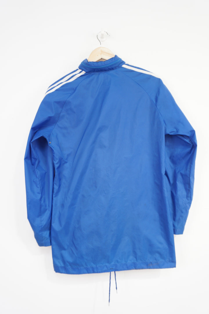 Vintage 90's Adidas blue lightweight windbreaker style jacket with embroidered logo and zip away hood