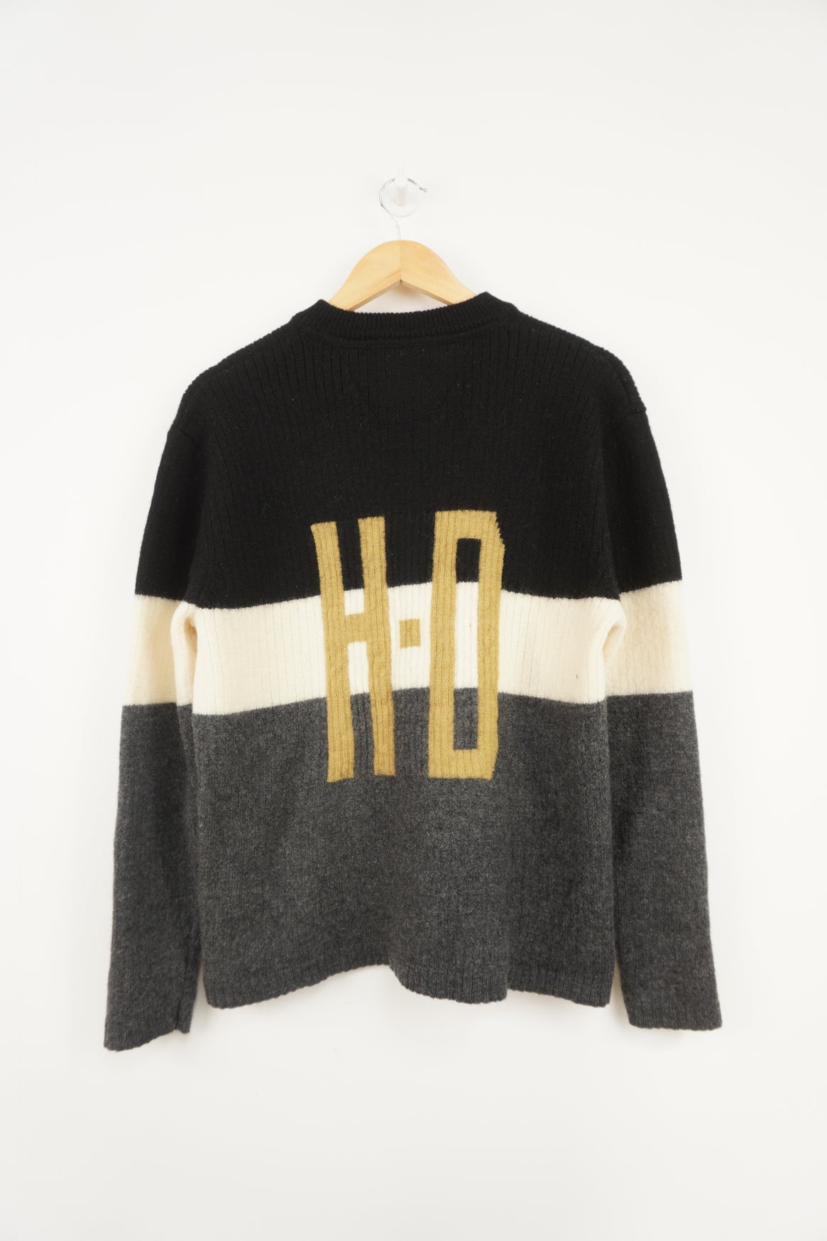 Harley Davidson striped knitted jumper with spell-out details on the front and back