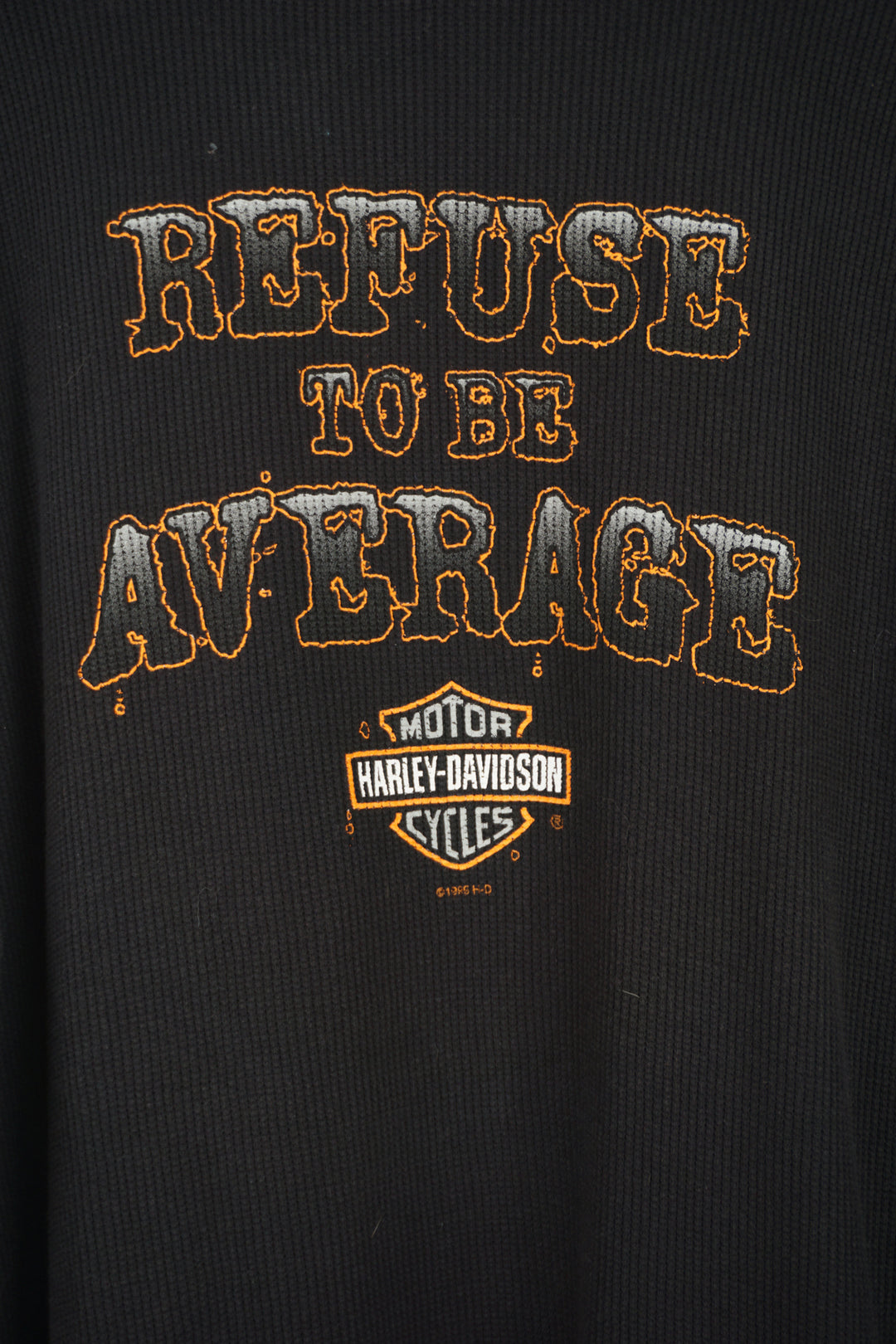 Vintage 90's Harley Davidson waffled long sleeve t-shirt with spell-out graphics on the front and back