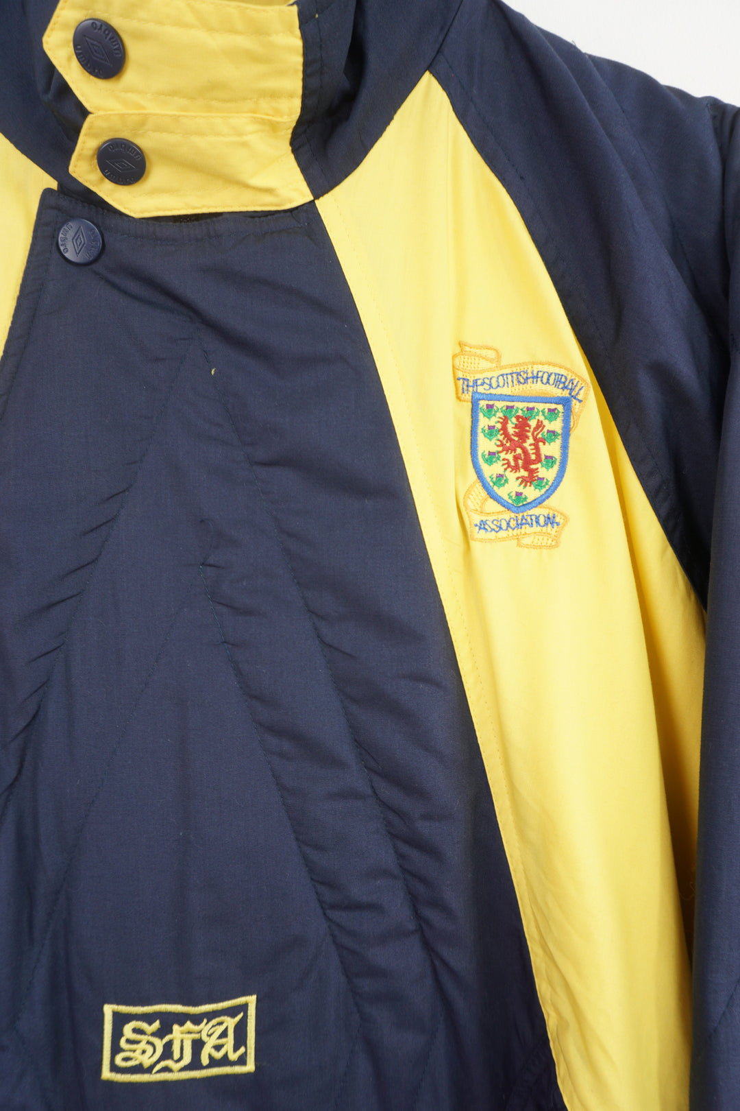 Vintage 1990-92 Scotland x Umbro lightly padded jacket with embroidered badges on the chest, sleeve and back 