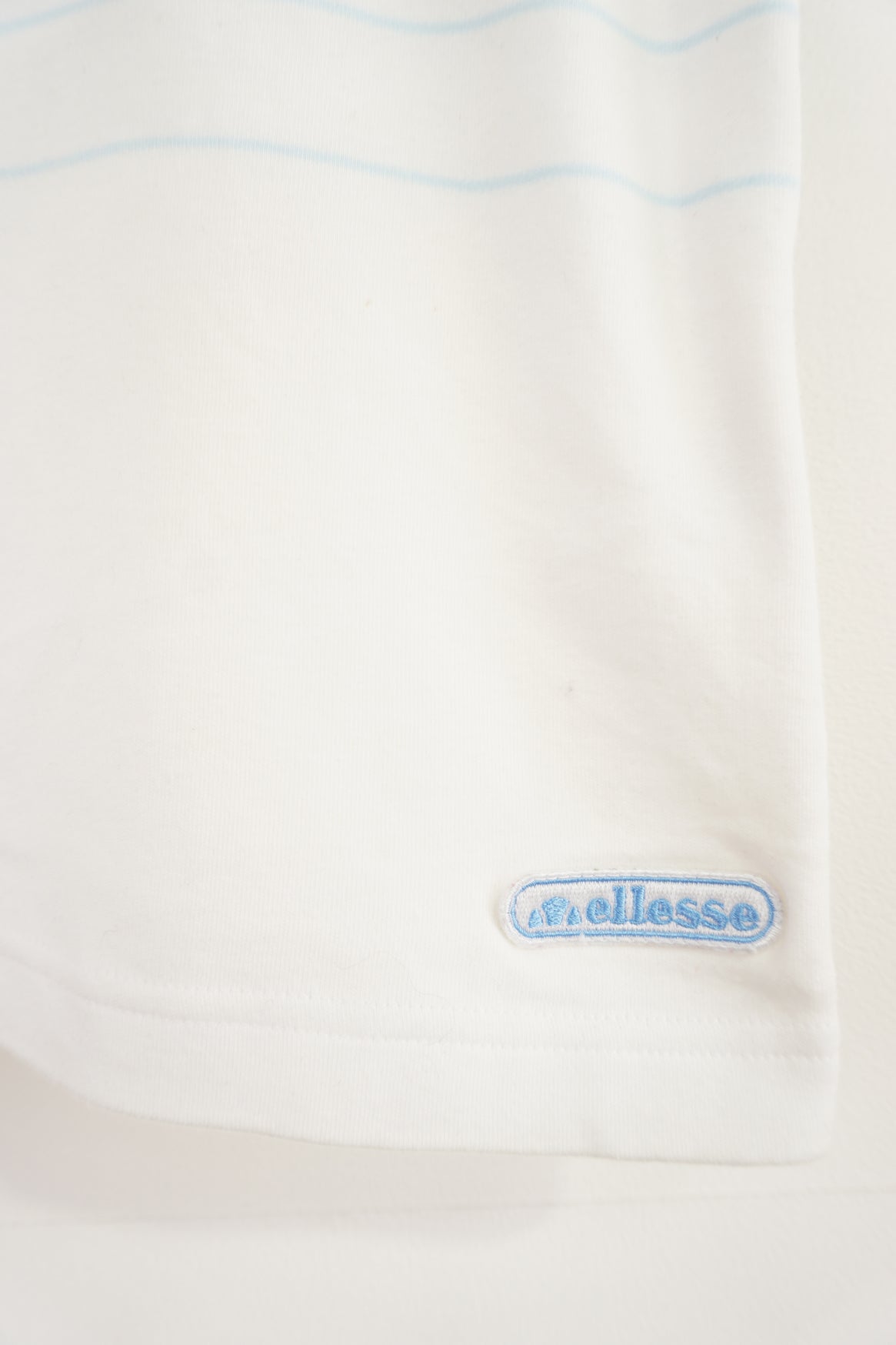 Ellesse baby blue and white striped cami top with embroidered logo near the hem