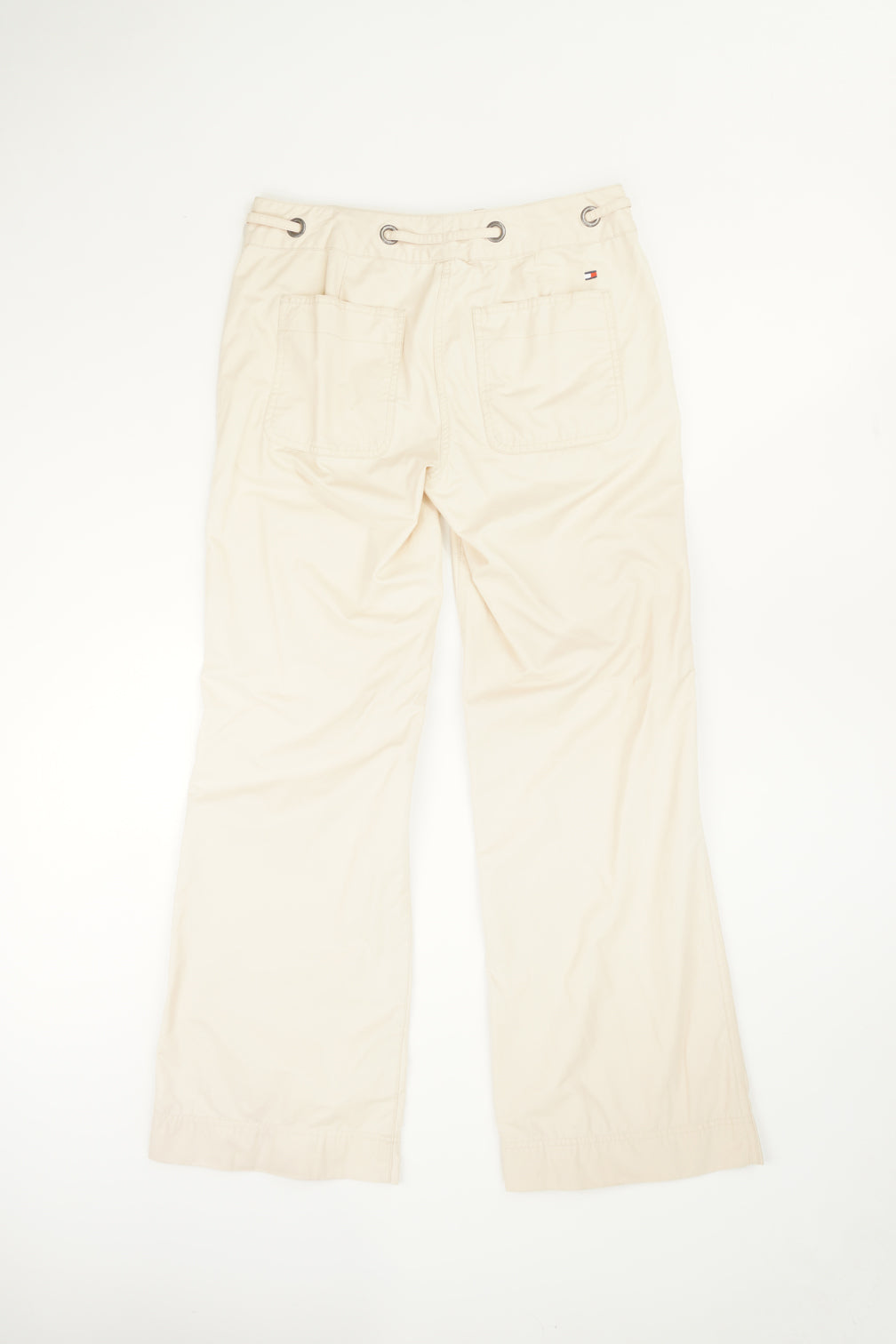 Tommy Hilfiger off cream cargo style slightly flared trousers with chunky pockets and drawstring waist