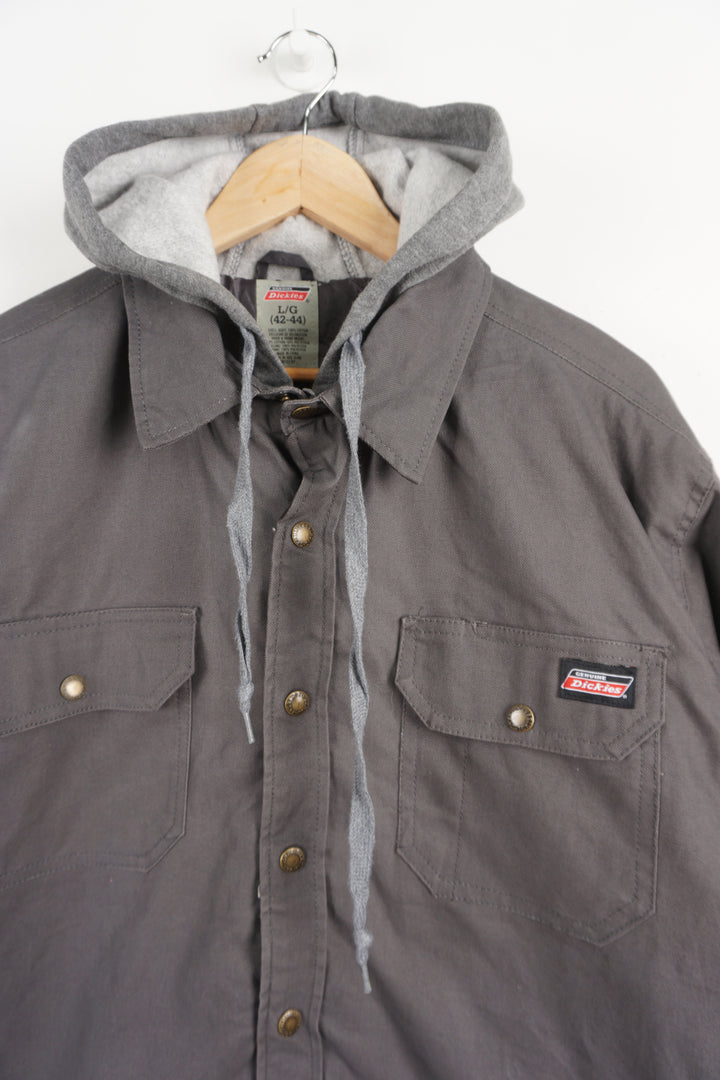 Dickies grey hooded workwear jacket with embroidered logo on the chest