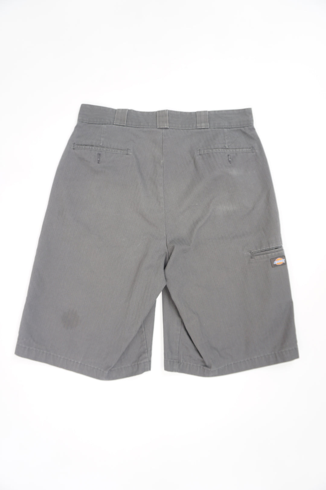 All grey Dickies pinstriped cotton checkered shorts with logo on the leg