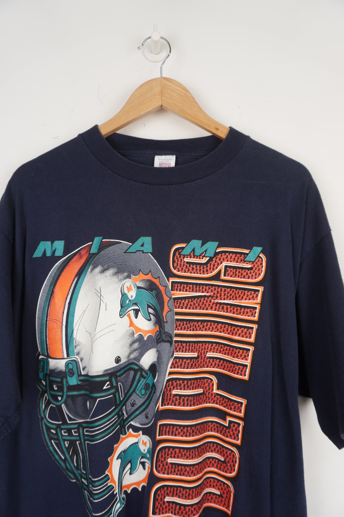 Vintage Miami Dolphins Graphic T Shirt 70s Helmet Chest Logo