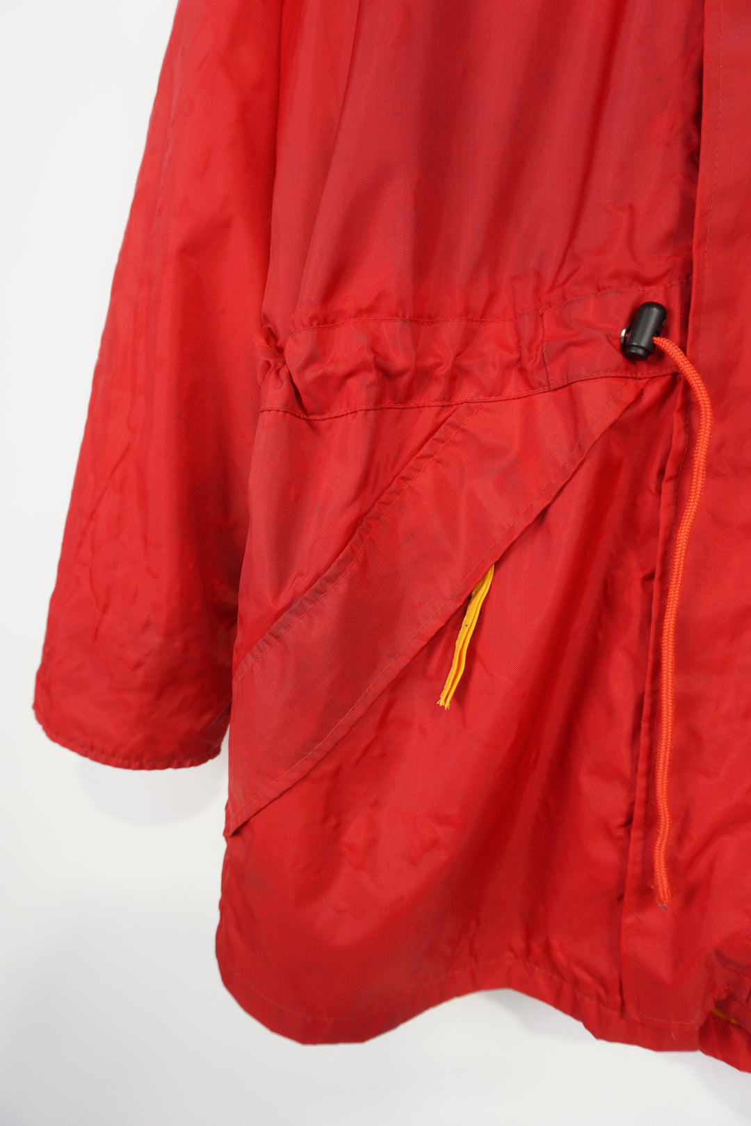 Rare vintage 1995 all red Ferrari zip through padded coat, features embroidered badge on the chest and collar