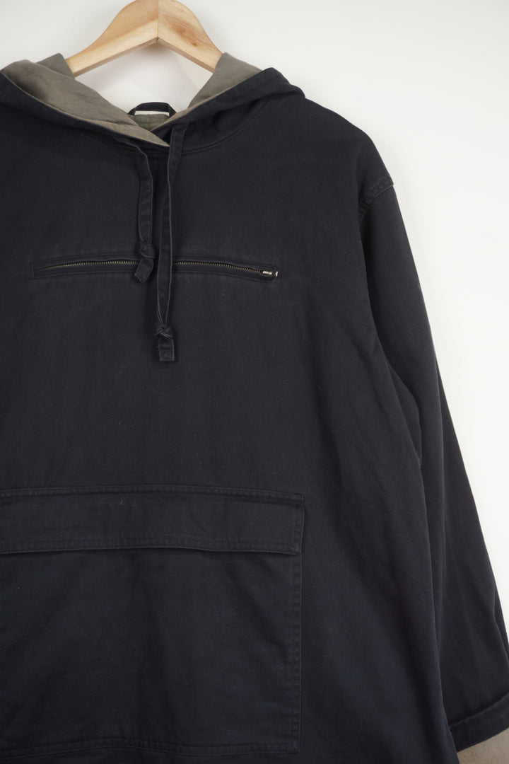 Ralph Lauren Polo navy blue cotton pull over jacket features spell-out logo on the back