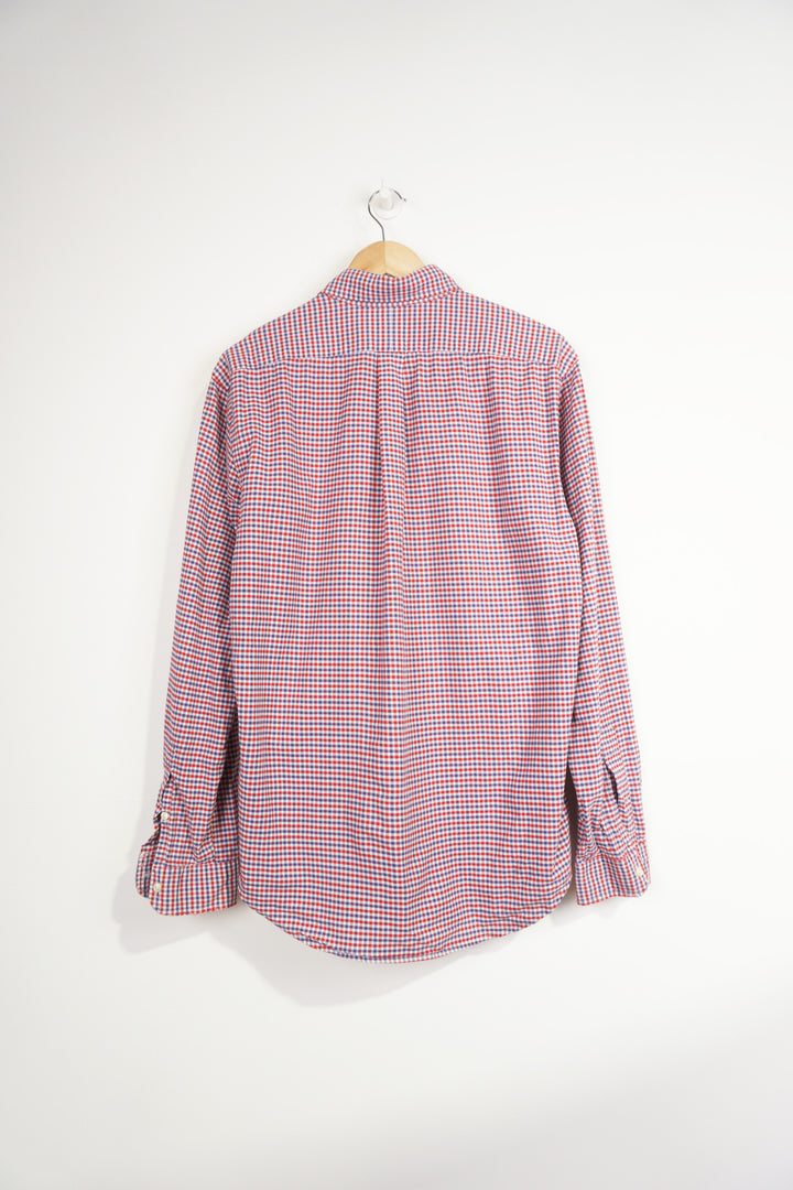 Ralph Lauren red and blue gingham button up cotton shirt with signature embroidered logo on the chest