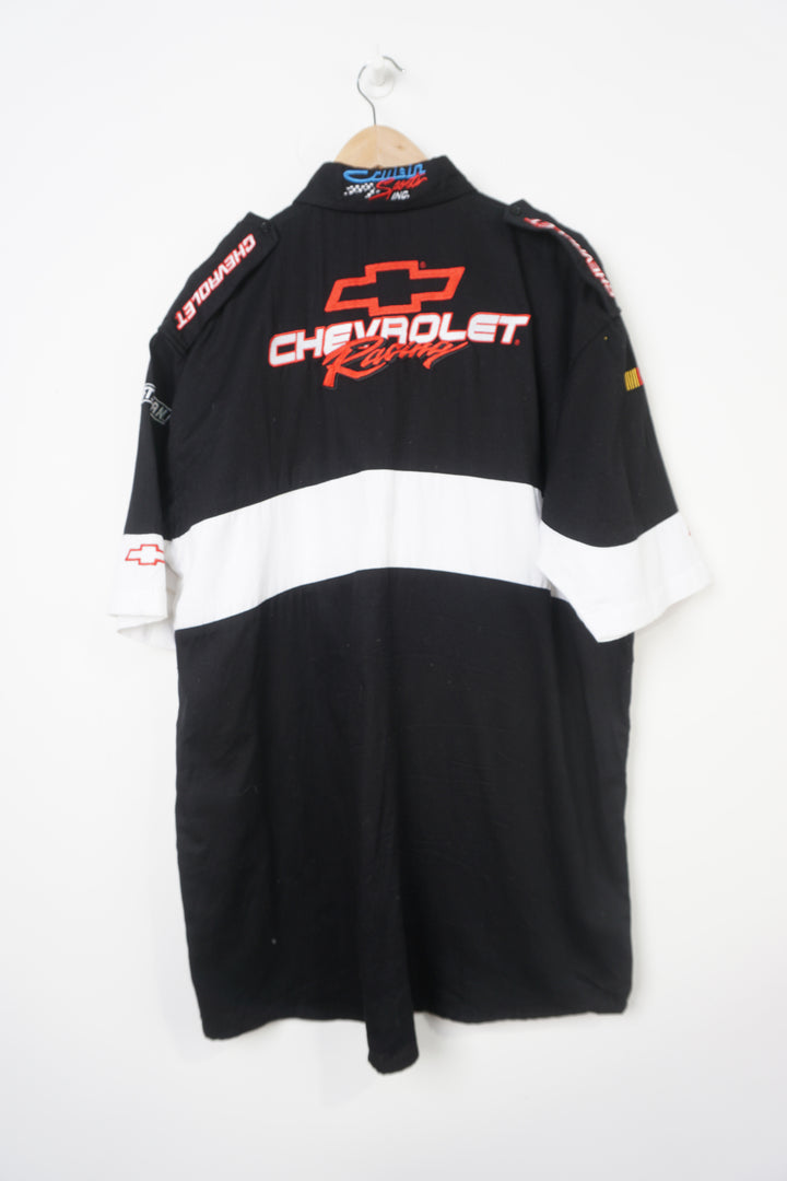 Vintage Crusin' Sports all back button up shirt with embroidered Chevrolet logo and other sponsors