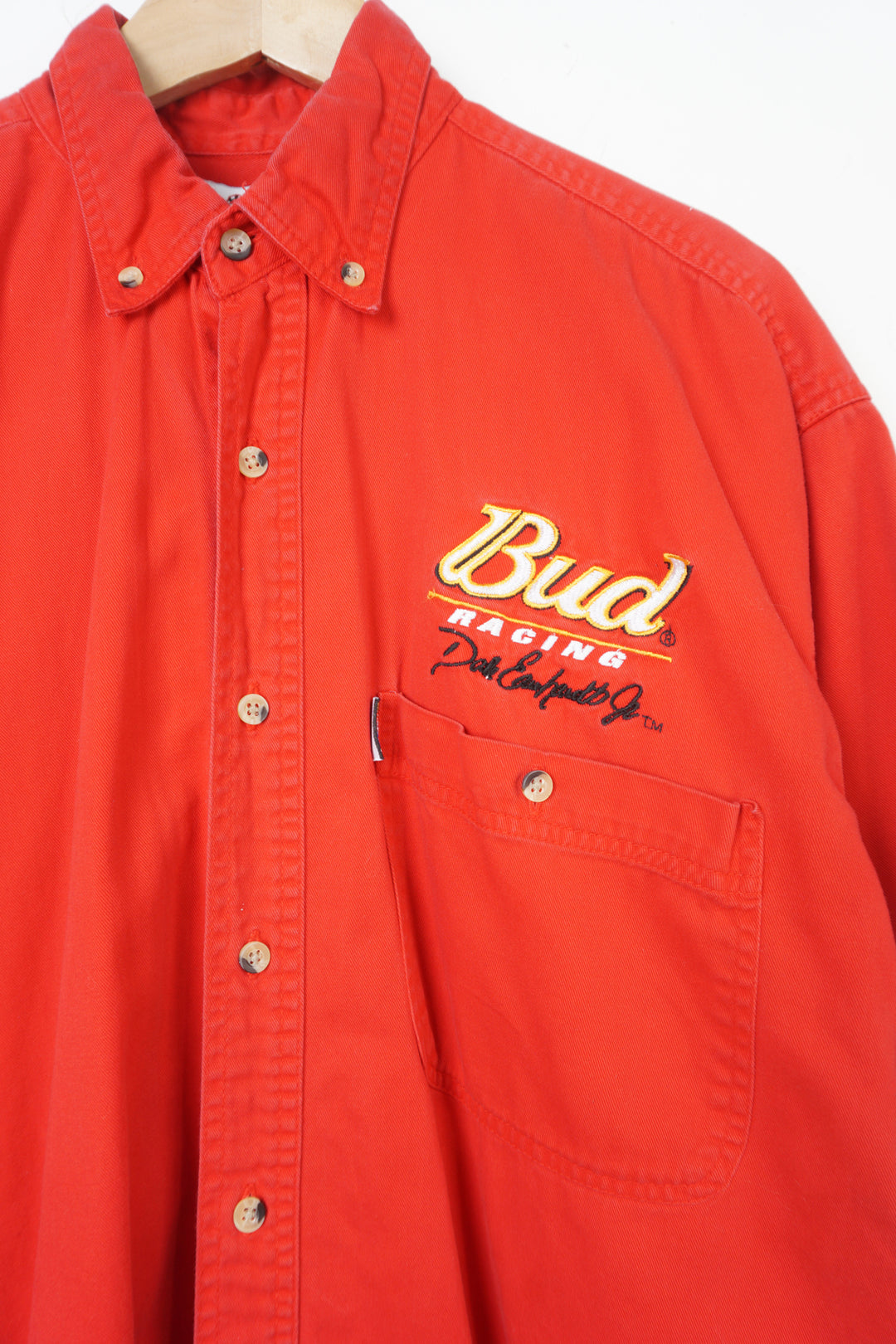 Vintage Winners Circles Bud Racing, Dale Earnhardt Jr red cotton button up shirt