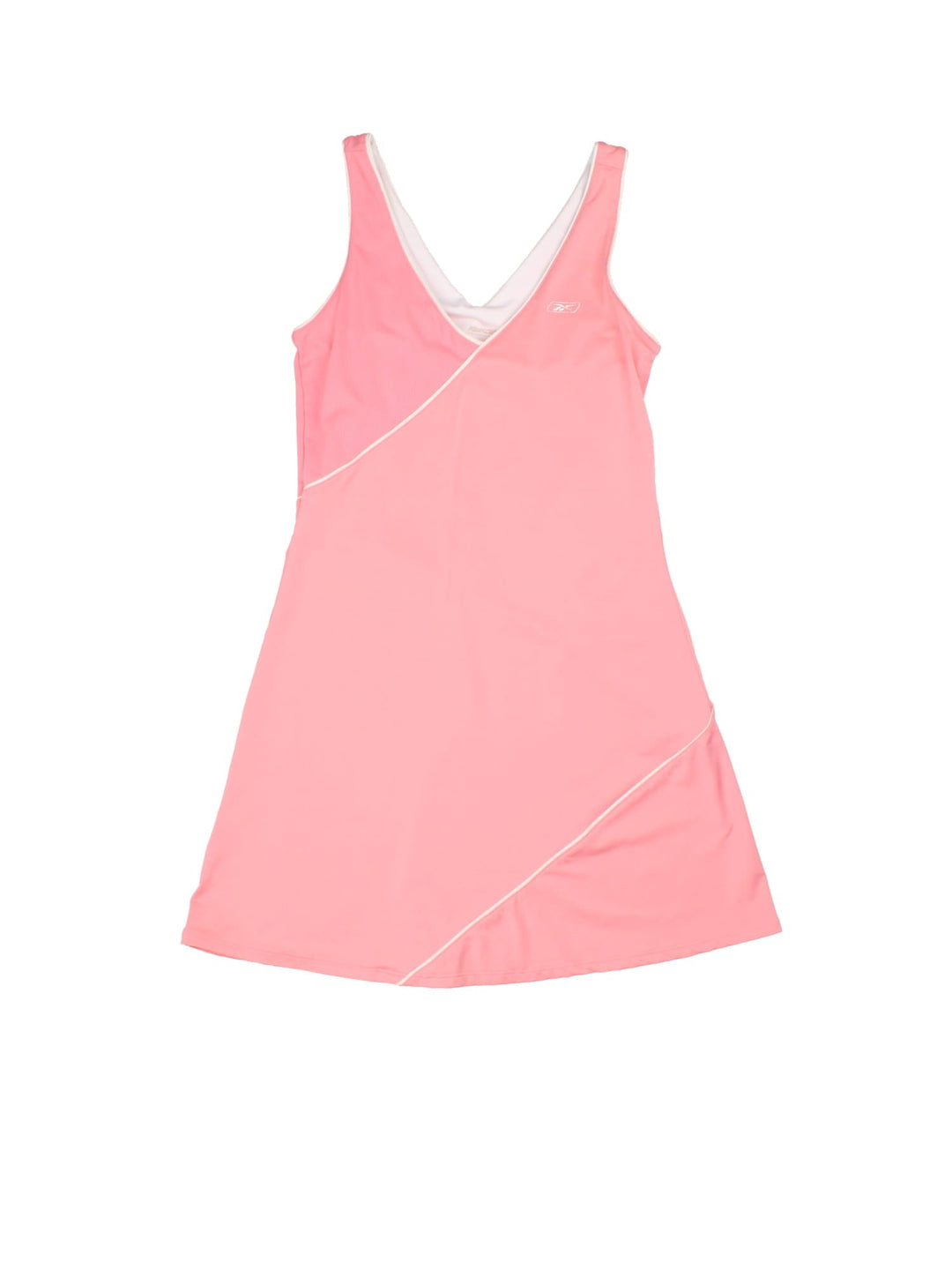 Vintage Reebok Tennis Dress in pink colourway with white piping, mesh detail and logo printed on the front.