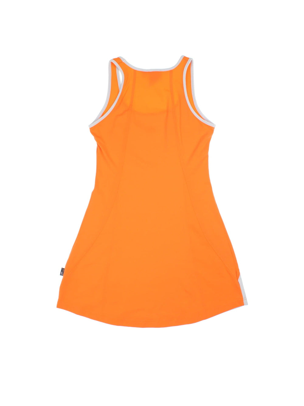 Vintage Adidas Dress in orange colourway with grey piping and logo embroidered on the front.