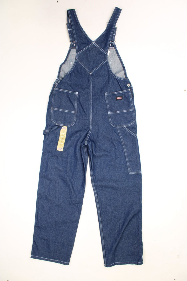 Dickies blue denim bib overalls/dungarees with multiple pockets and embroidered logo.