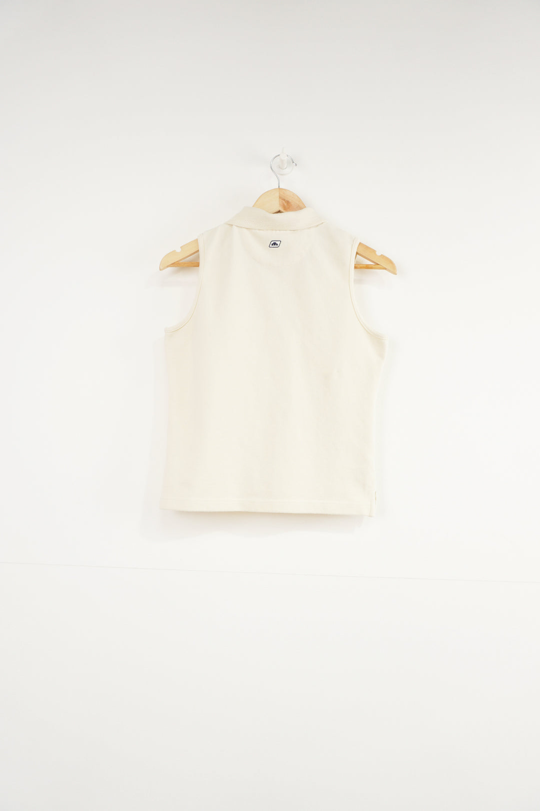 Cream Ellesse 1/4 zip vest with collar and embroidered Logo on chest