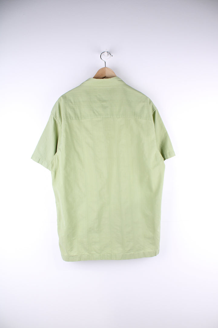 Quiksilver surfer style cotton shirt in green with subtle stripe details and embroidered logo on the chest 