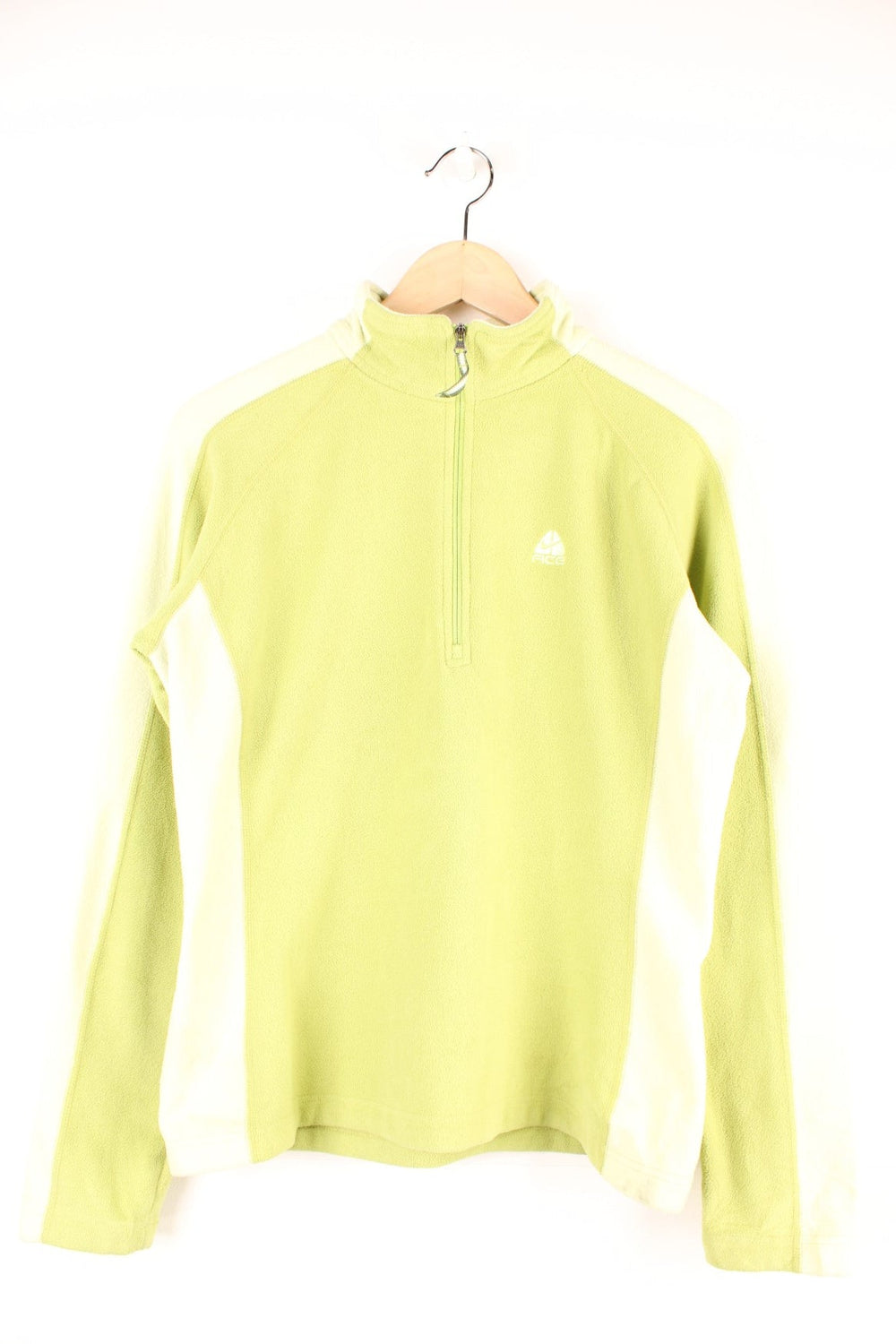 Green Nike ACG 1/2 zip fleece with paler green panelling on the sides and sleeves. 