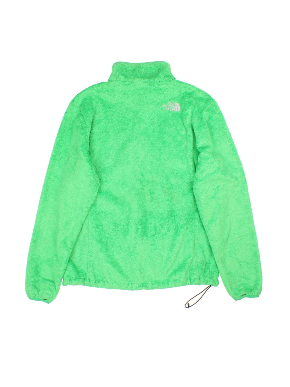 The North Face Osito Fleece in a lime green colourway. Full zip with side pockets, drawstring hem and small classic logo on the front.