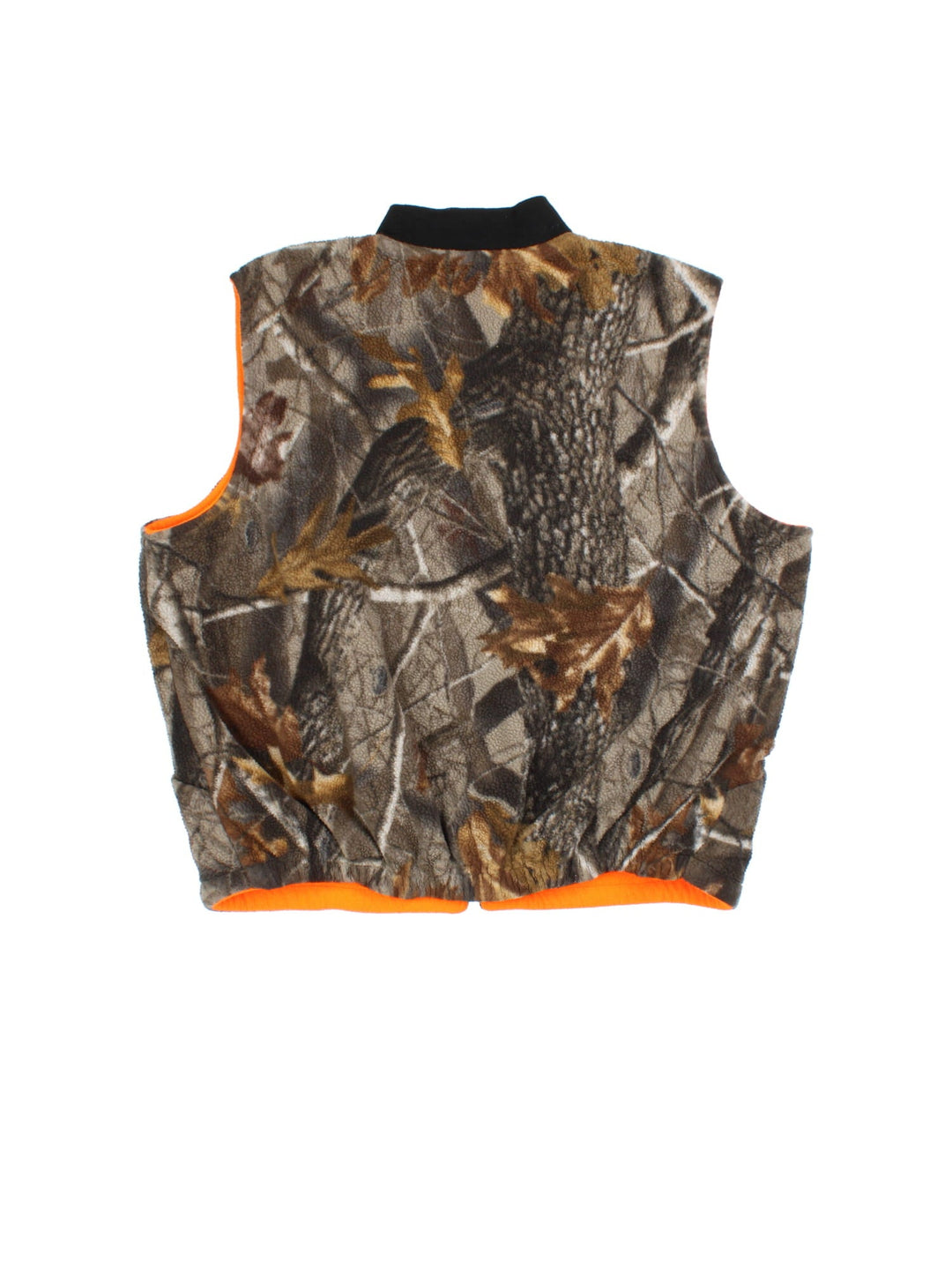 Vintage Winchester Reversable Fleece Gilet in a brown colourway. Camo print with orange reversable side, Full zip with two front pockets. Small logo on chest.