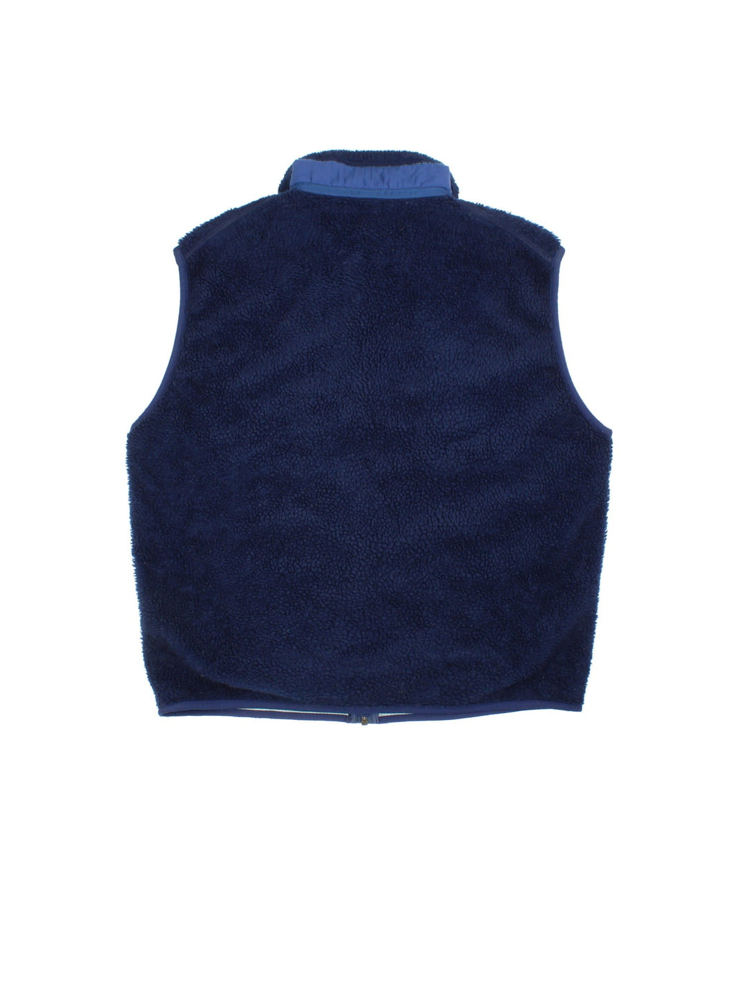 Patagonia Fleece Gilet in a blue colourway. Full zip with multiple zip pockets and small classic logo on the front.