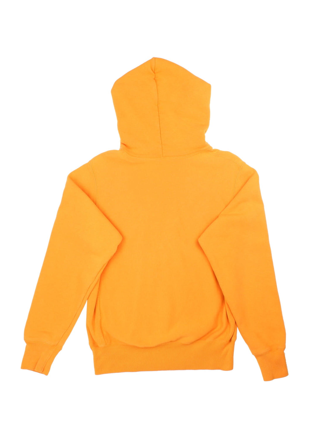 Champion Hoodie in a yellow colourway with small classic logo on the front and sleeve.