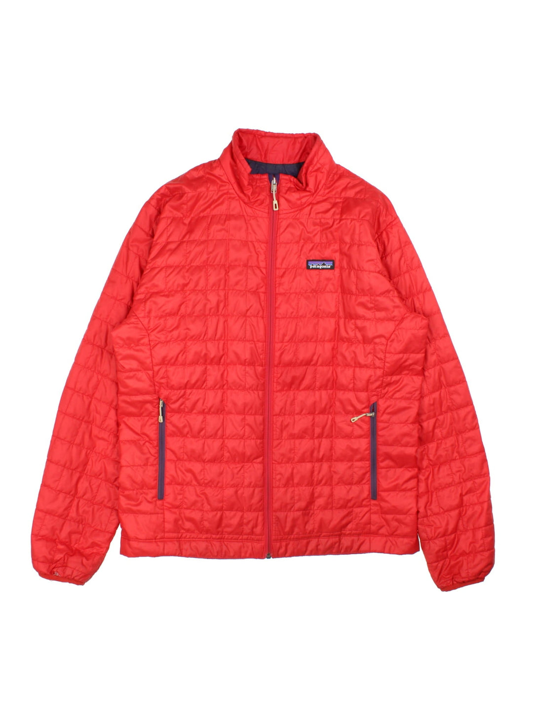 Vintage Patagonia Puffer Jacket in a red colourway. Full zip with two side pockets on the front, small classic logo also embroidered on the chest.