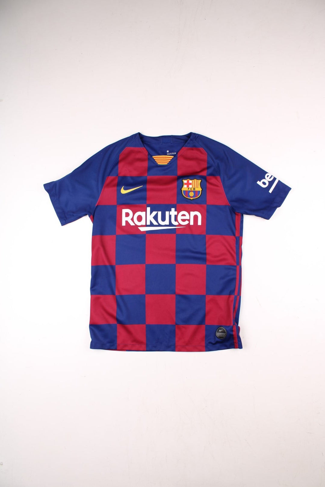 Barcelona 2019/20 Nike Football Shirt in the blue and red checkered home kit colourway, features embroidered logos and badge on the front.