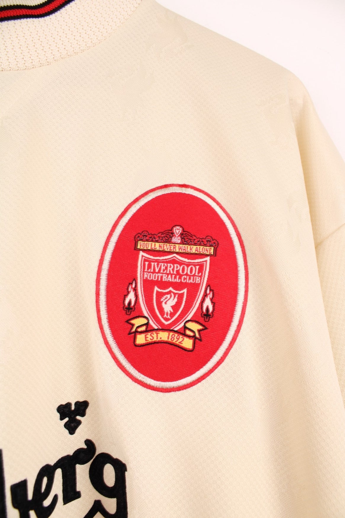 1996-1997 Liverpool Away Reebok Football Shirt. Features embroidered logo and badge, as well as puff print Carlsberg logo across the chest.