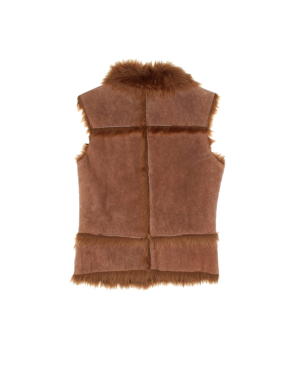 Vintage Y2K Morgan De Toi Faux Fur Gilet in a brown colourway. Buttons up, faux fur lining, and has a big collar.