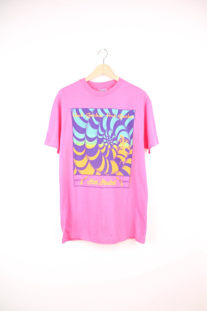 Vintage Kauai Hot Rocket Hawaii graphic T-Shirt in pink. 