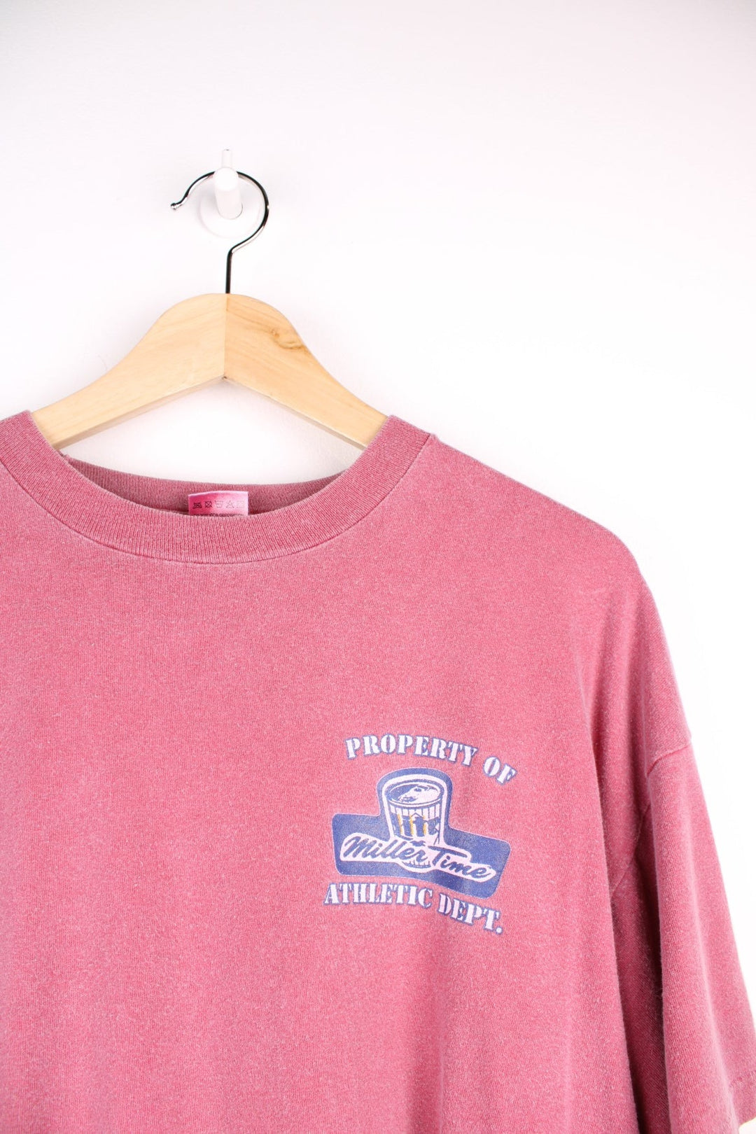  Miller Lite Beer Athletic Department T-Shirt in a faded  colourway with the logo and graphic printed on front.