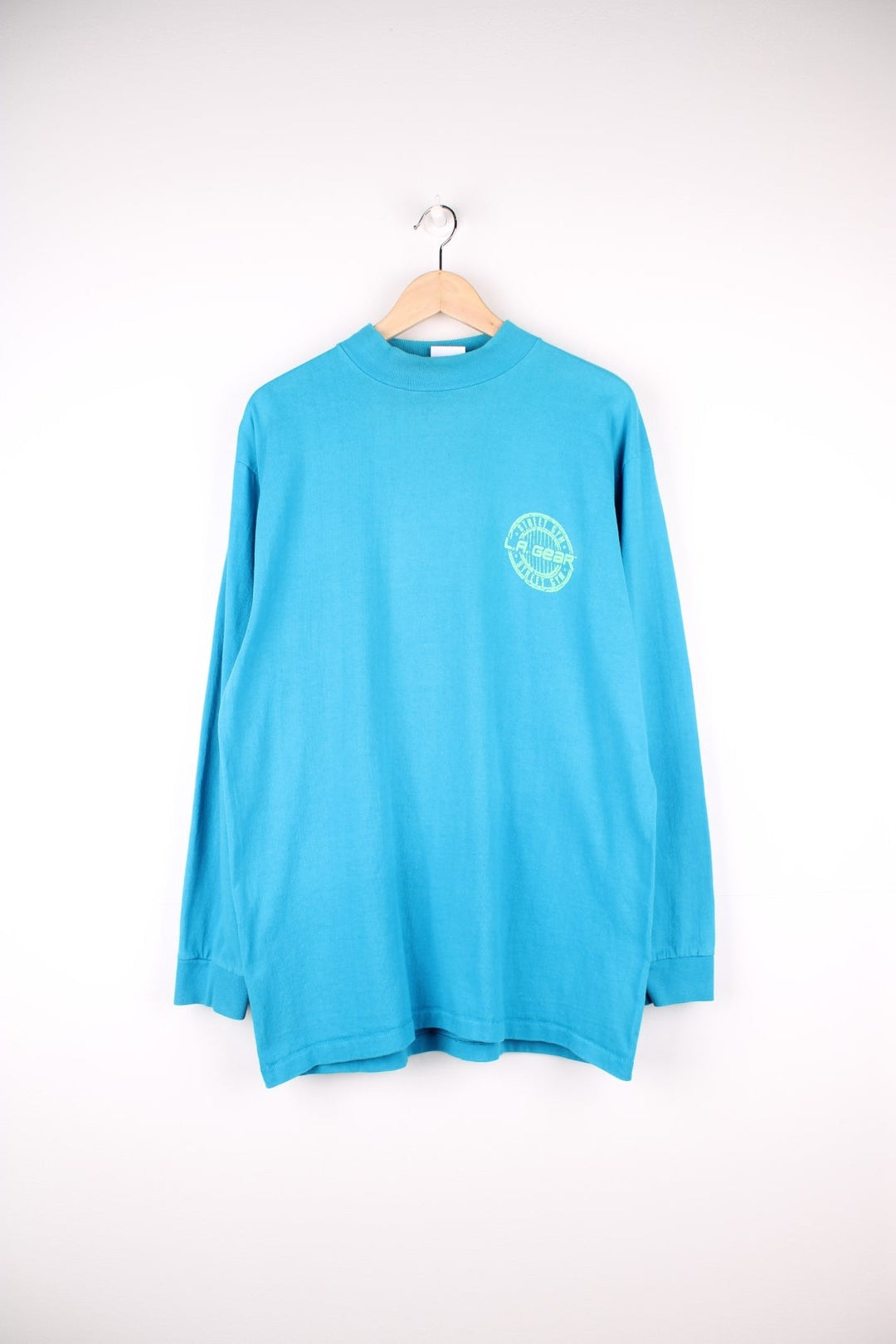 Vintage L.A. Gear Street Gym Longsleeve T-Shirt in a blue and green colourway with the logo puff printed on the front and back.  