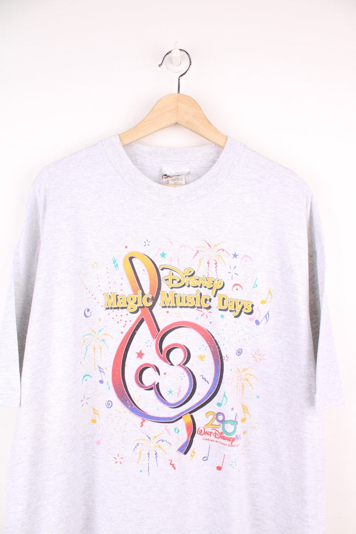 Vintage Disney Magic Music Days 2000 T-Shirt in grey with multi coloured print on the front. 