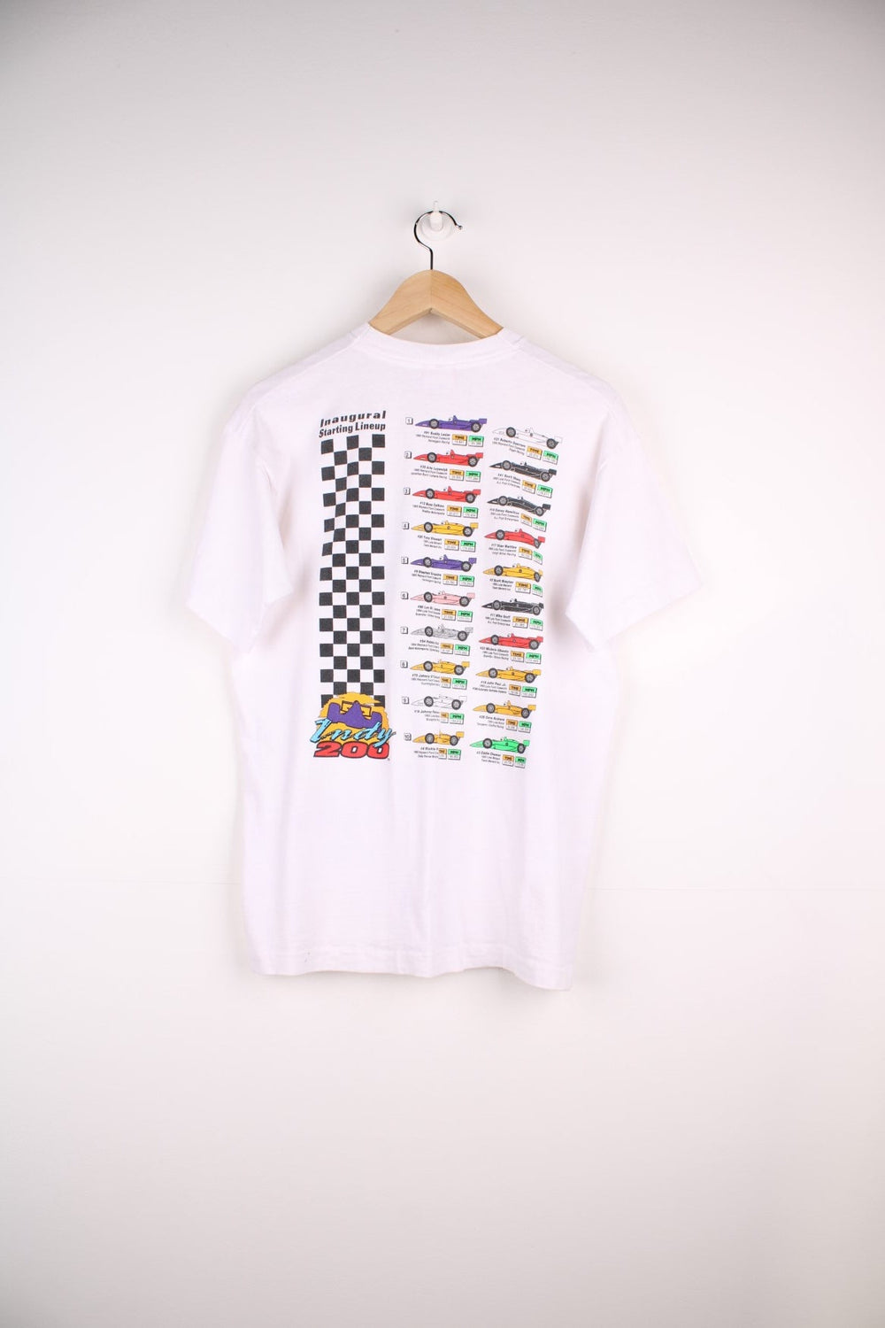 1996  World Race Graphic T-Shirt in a  colourway with the logo printed on the front and on the back a graphic of all the cars.