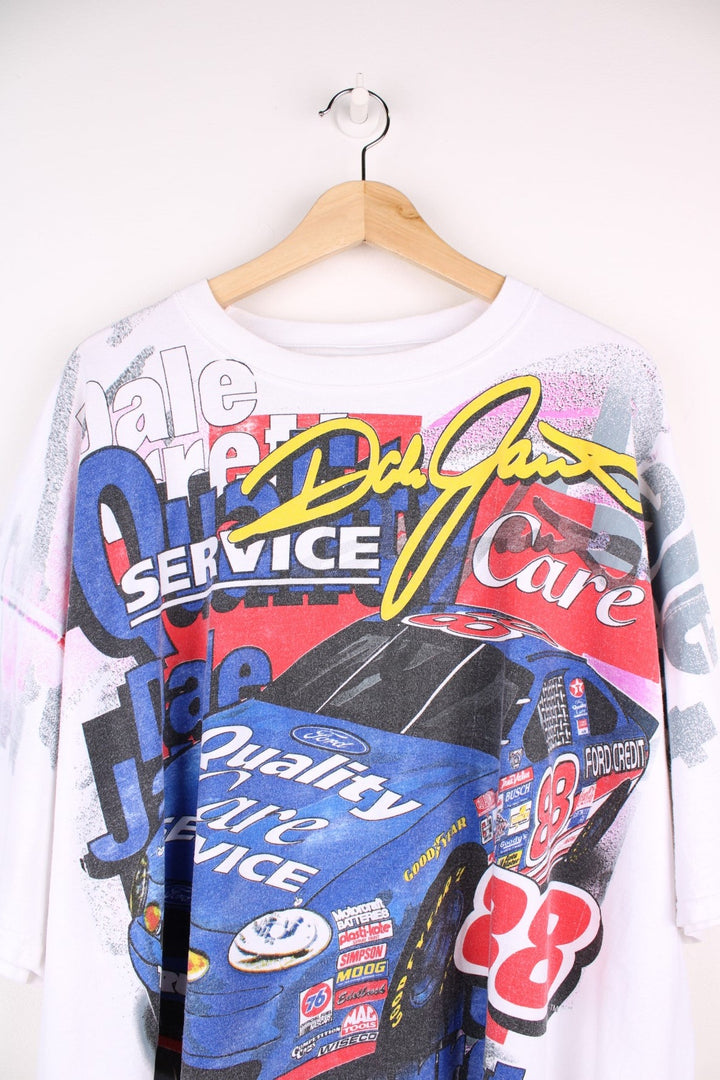 1998 Dale Jarrett  Graphic T-Shirt in a  colourway with all over nascar graphic print.