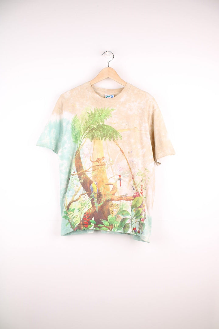 Vintage Liquid Blue Rainforest Tie Dye T-Shirt, all over print single stitch t-shirt.