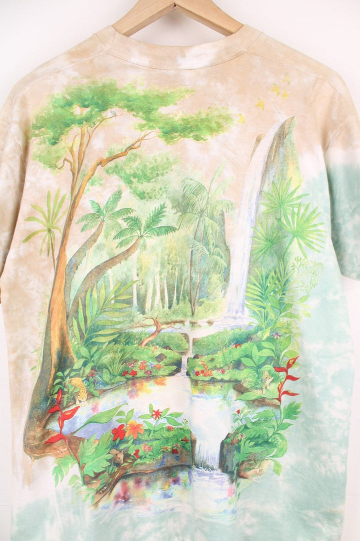 Vintage Liquid Blue Rainforest Tie Dye T-Shirt, all over print single stitch t-shirt.