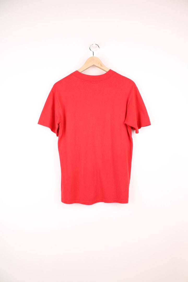 Vintage 80s Haleakala Crater T-Shirt in red with graphic print on the front. 