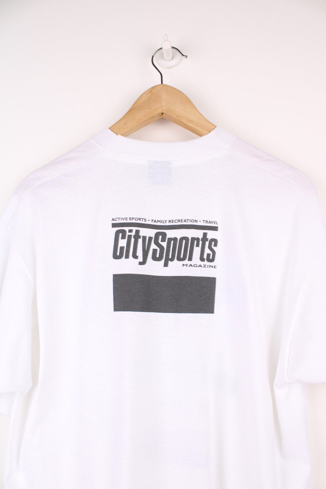 White 1988 CitySports magazine City Stride Tee with watercolour-style runner designs. 