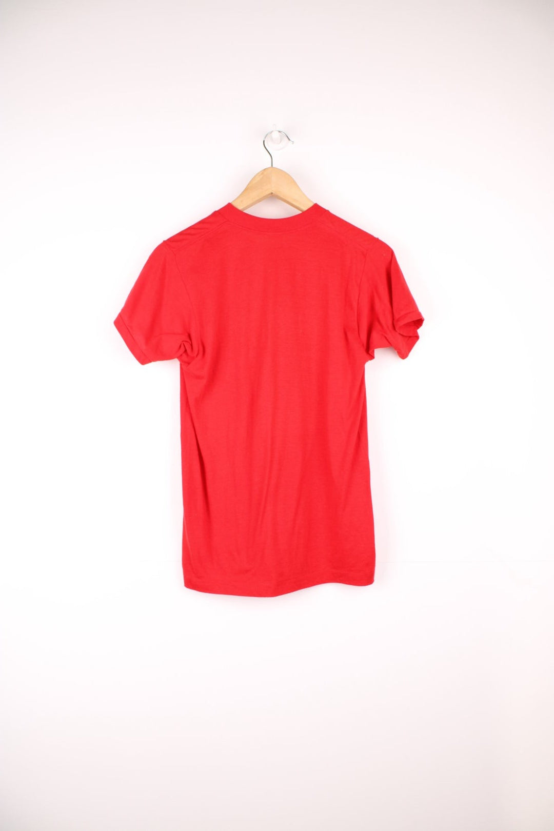 Vintage 1980's all red single stitch t-shirt features "Project Warrior" graphic on the front