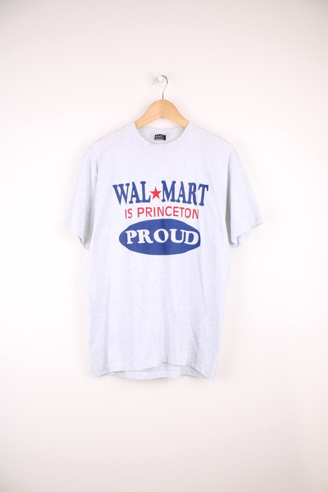 Vintage made in the USA 90's "Walmart is Princeton proud" graphic t-shirt in grey colourway 