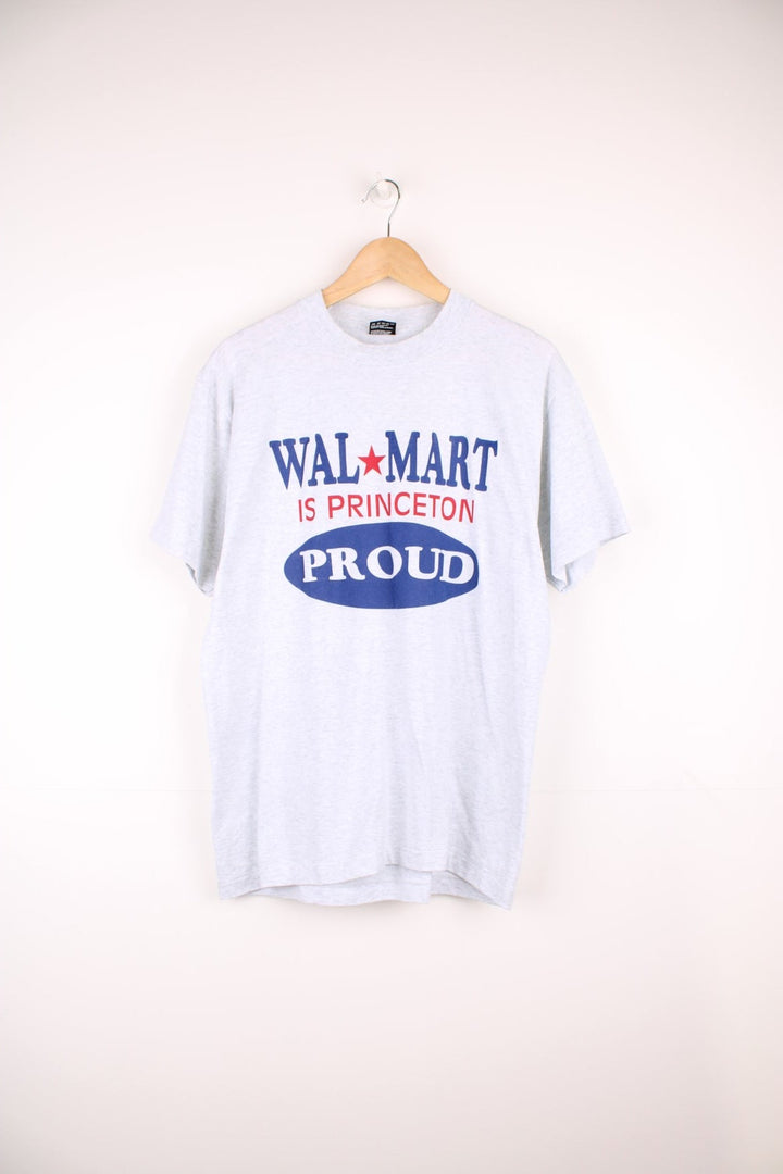 Vintage made in the USA 90's "Walmart is Princeton proud" graphic t-shirt in grey colourway 