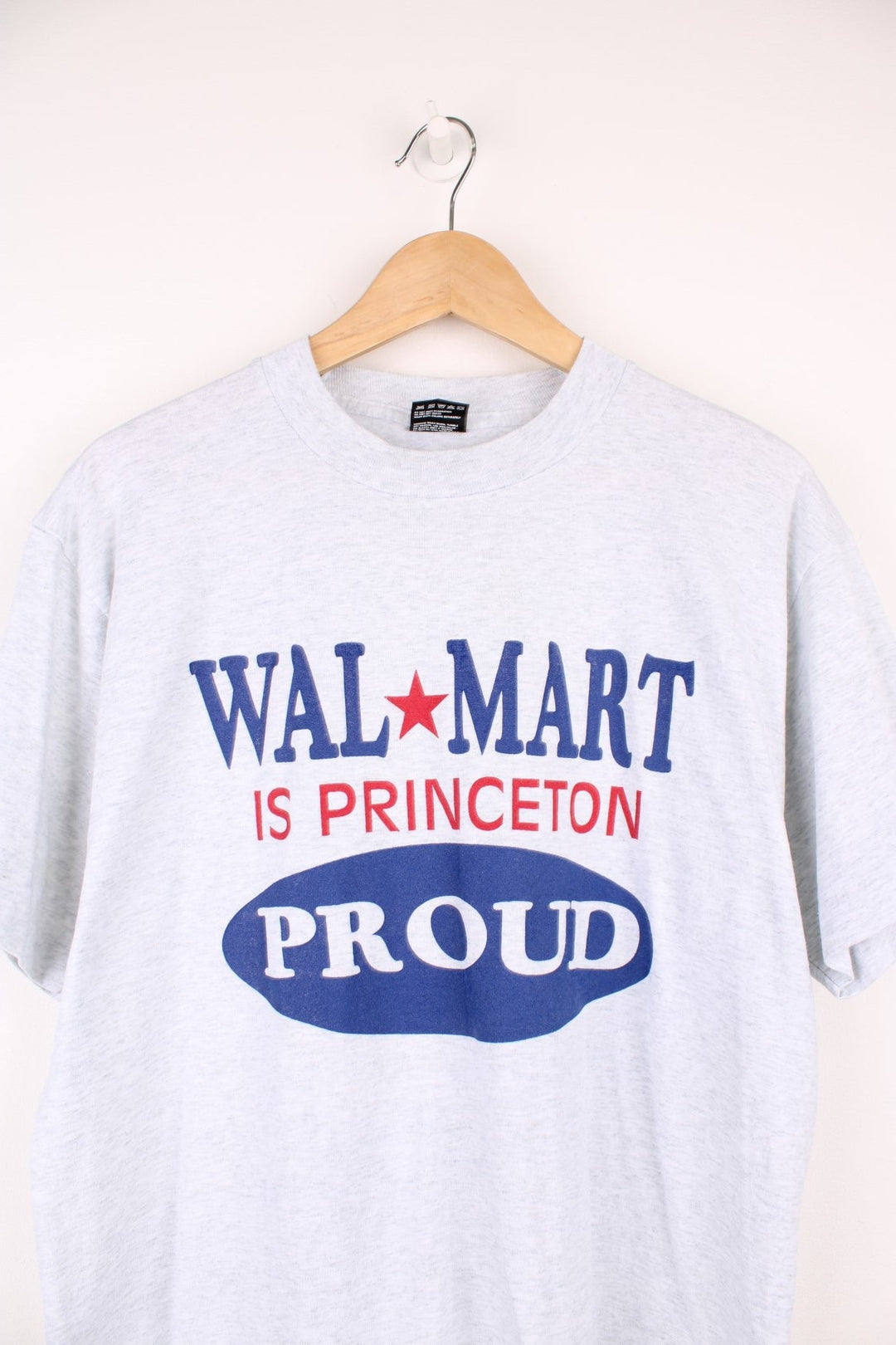 Vintage made in the USA 90's "Walmart is Princeton proud" graphic t-shirt in grey colourway 