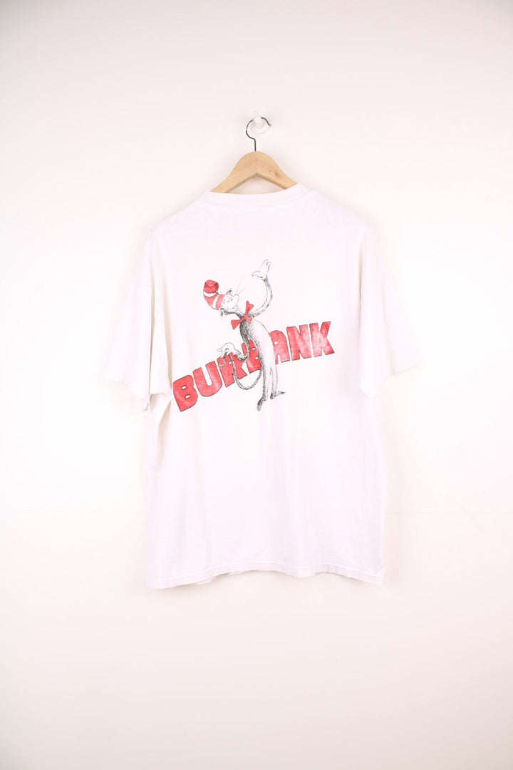 Hanes tee reading 'Burbank We Am 1992-1993' on the front, and a back graphic of the Cat in the Hat with a red 'Burbank' spellout. 