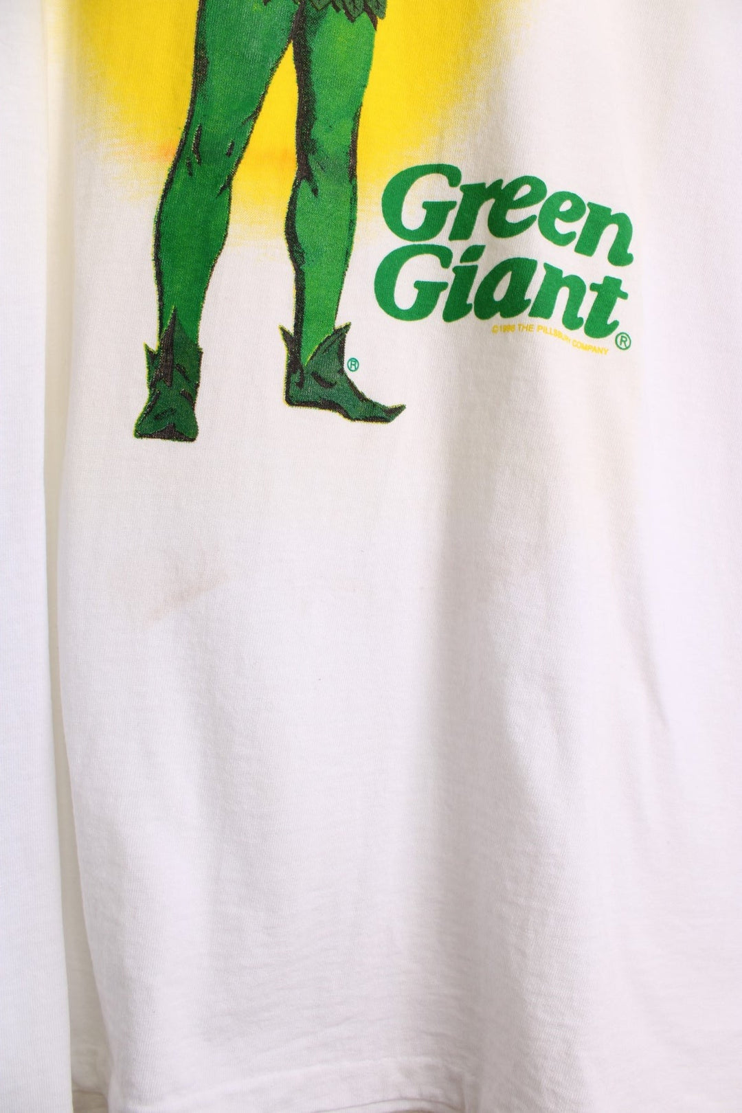 Vintage 90's Tennessee River 'Green Giant' white and green ringer tee. Features large graphic on the front