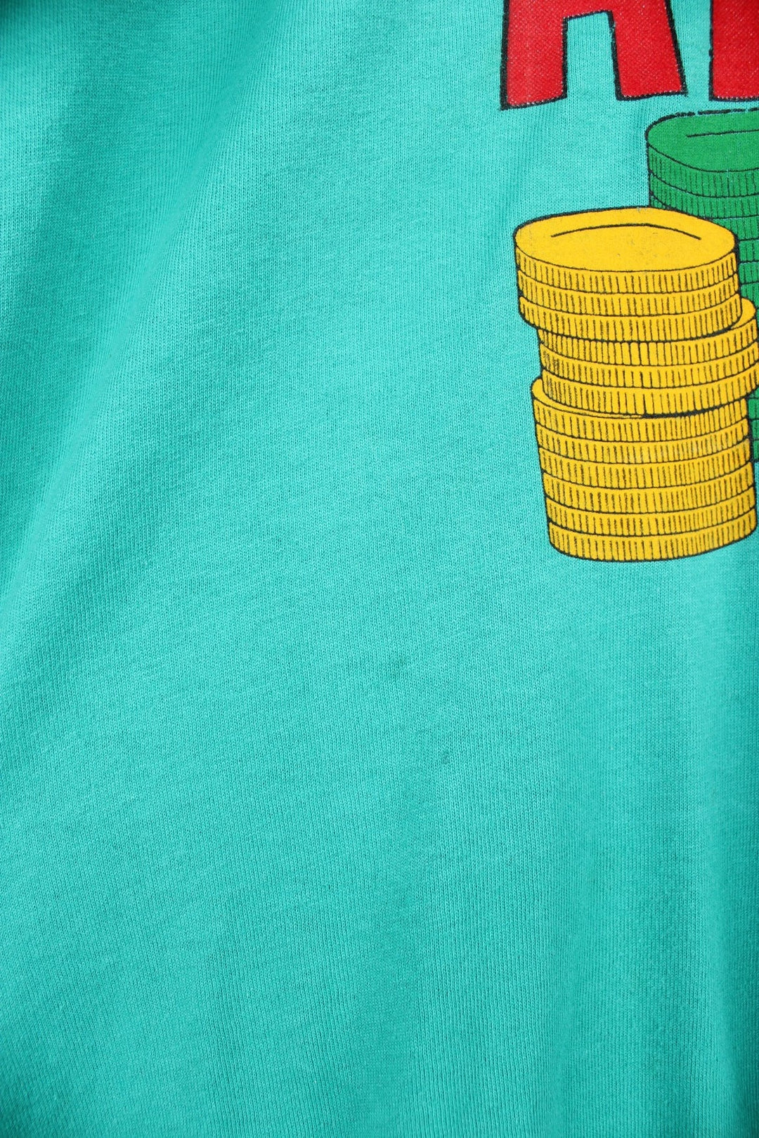 Vintage 90s Roll into Atlantic City single stitch graphic T-Shirt in a turquoise green colourway. 