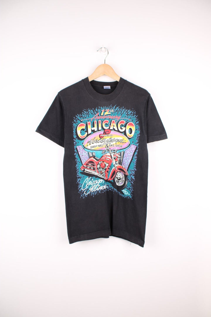 1996 Super Series Tour, J&P Promotions 12th Anniversary Chicago Bike Show single stitch T-Shirt with large graphic print on the front and back.